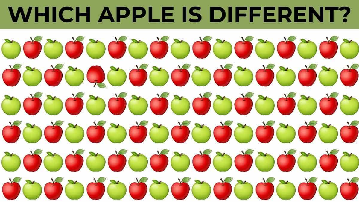 Optical Illusion: You have 20/20 vision if you can find a different apple in 3 seconds!