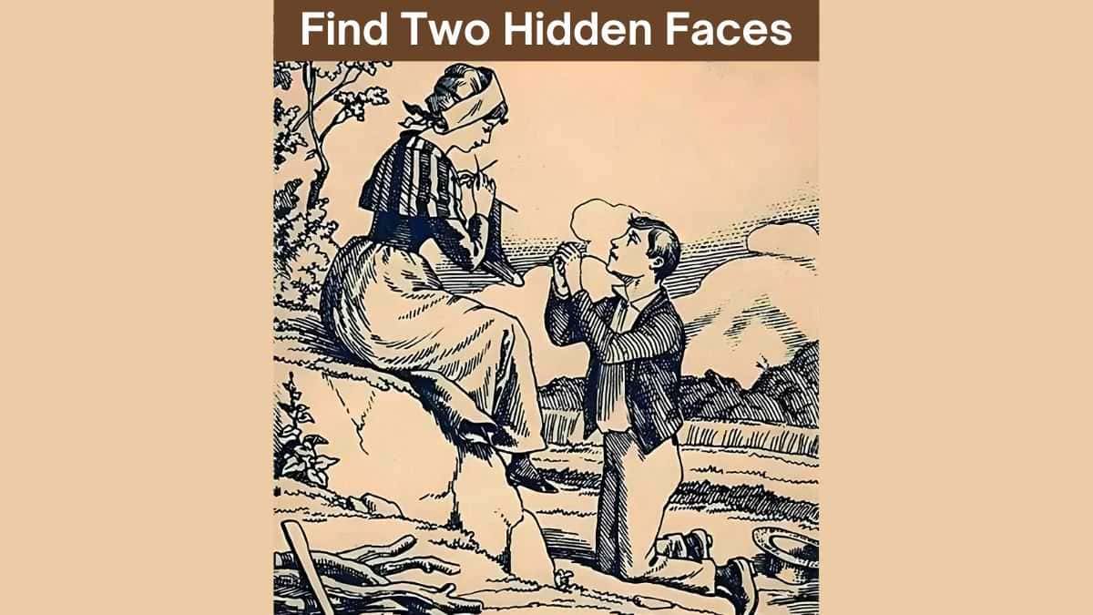 Brain Teaser IQ Test: Only 2% with eagle eyes and high IQ can spot two hidden faces in 7 seconds!