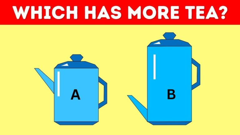 Brain Teaser: Spot Which Teapot Has More Tea? Only High IQ Minds Answer Correctly In 5 Seconds!