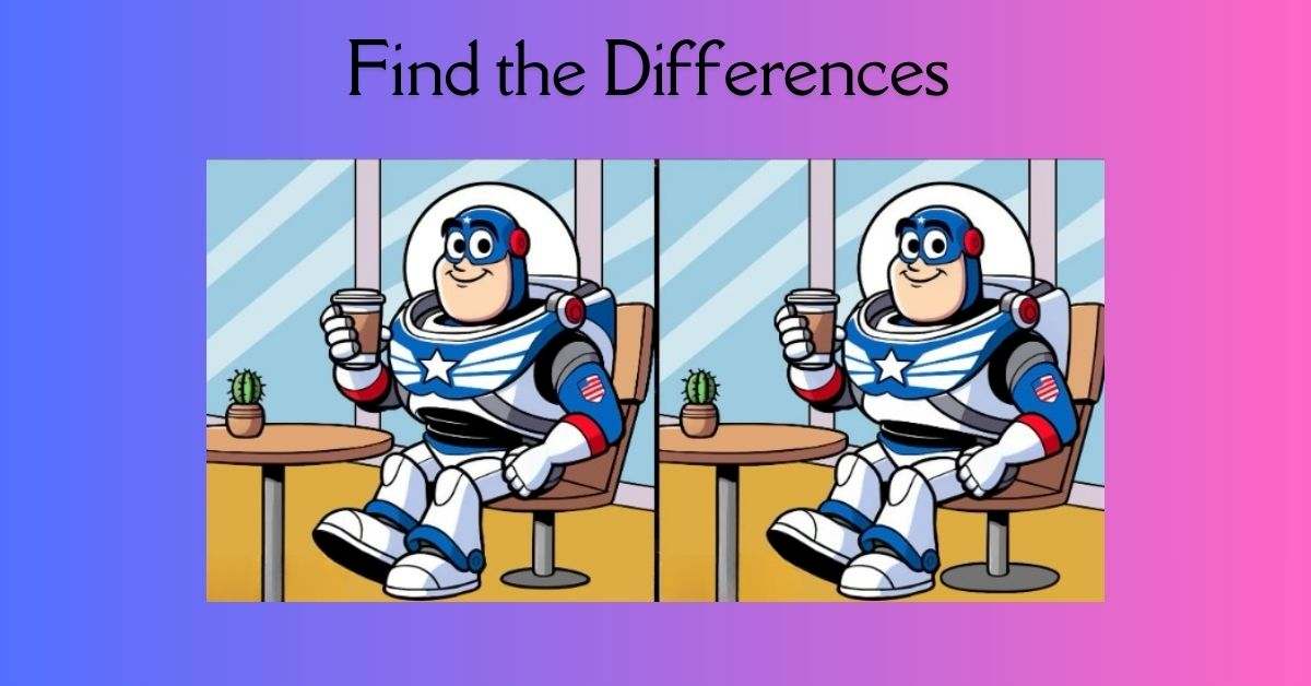 Spot the 3 Differences in Astronaut Sipping Coffee– Beat the 35-Second Challenge!