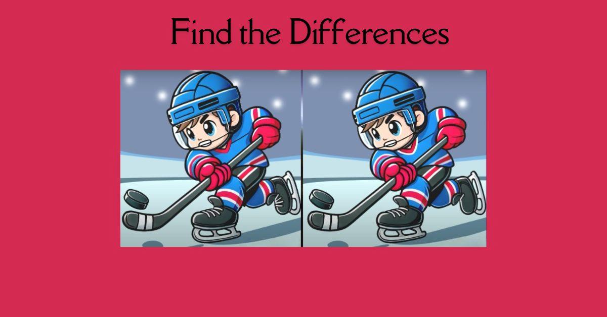 Spot the 3 Differences in Boy Playing Ice Hockey– Beat the 21-Second Challenge!