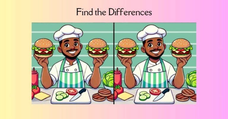 Spot the 3 Differences in Chef Holding Burgers– Beat the 23-Second Challenge!