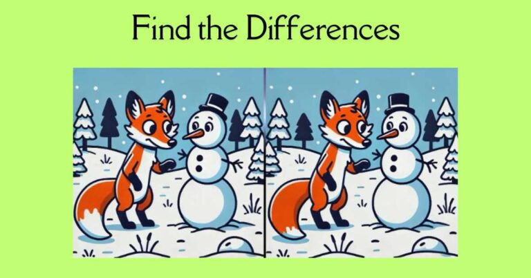 Spot the 3 Differences in Fox Playing With Snowman– Beat the 21-Second Challenge!