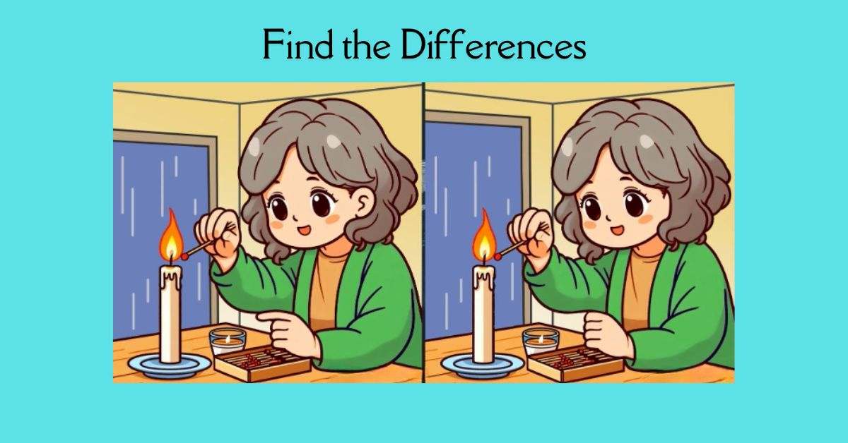 Spot the 3 Differences in Girl Lighting a Candle– Beat the 19-Second Challenge!