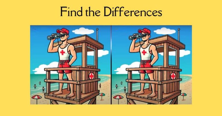 Spot the 3 Differences in Lifeguard Using Binoculars– Beat the 19-Second Challenge!