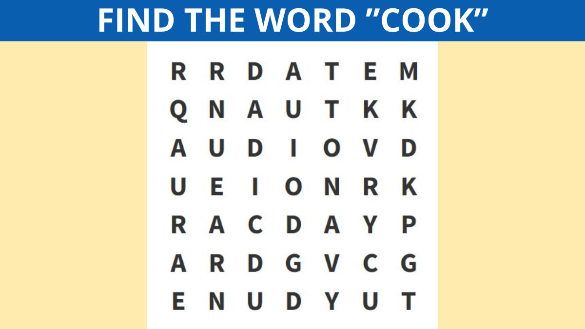 Word Search Puzzle: Can you find the word “COOK” in 7 seconds?