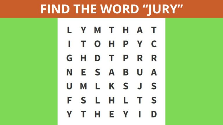 Word Search Puzzle: Find the word “JURY” in 6 seconds