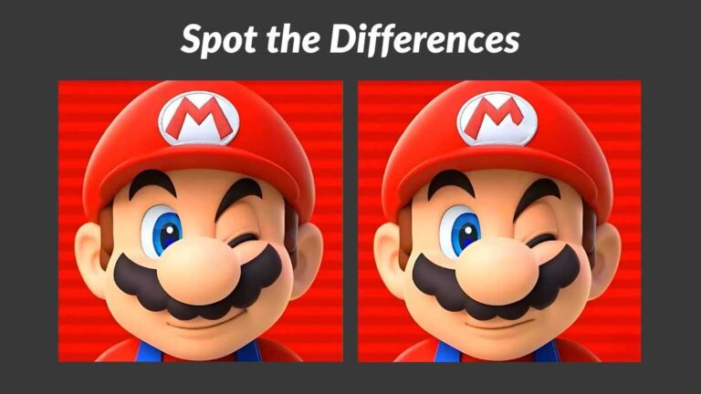 Spot 2 differences between the Mario pictures in 5 seconds!