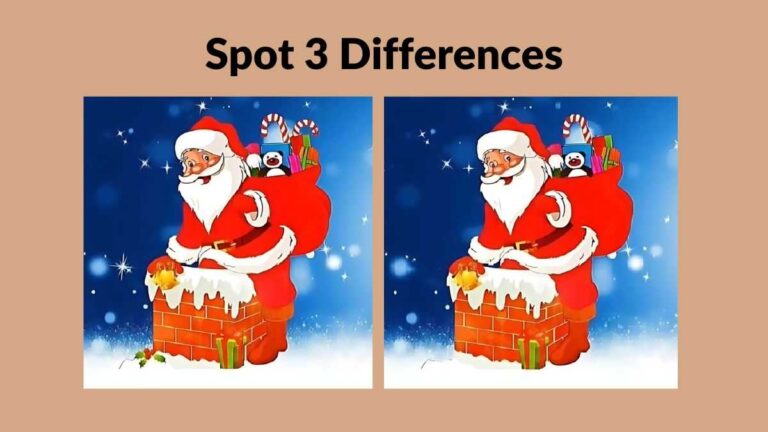 Spot 3 differences between the Santa pictures in 11 seconds!