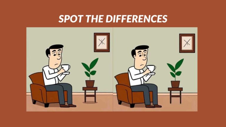 Spot 3 differences between the guy drinking tea pictures in 17 seconds!