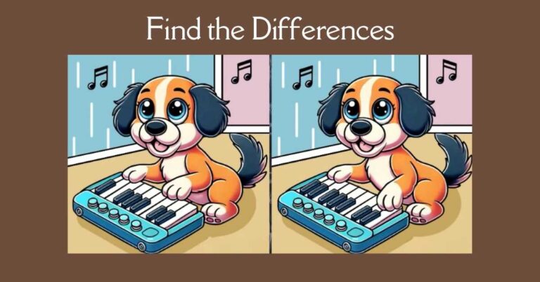 Spot the 3 Differences in Dog Playing Piano– Beat the 19-Second Challenge!