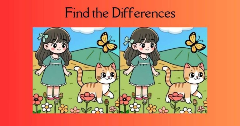 Spot the 3 Differences in Girl Roaming in the Garden– Beat the 21-Second Challenge!