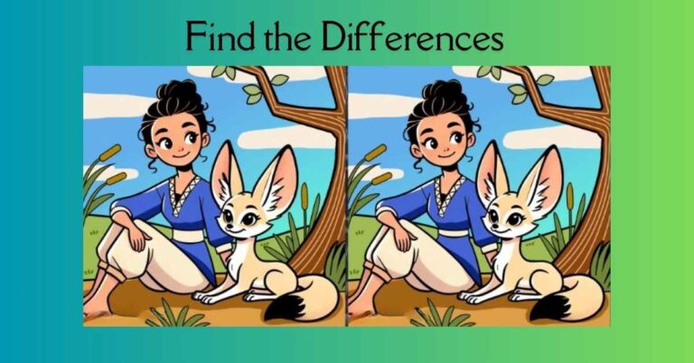 Spot the 3 Differences in Girl Sitting With Fox– Beat the 23-Second Challenge!