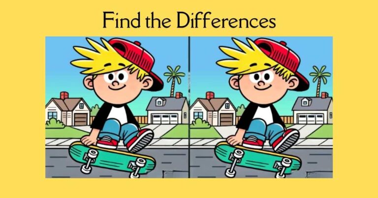 Spot the 3 Differences in Guy Skateboarding– Beat the 35-Second Challenge!