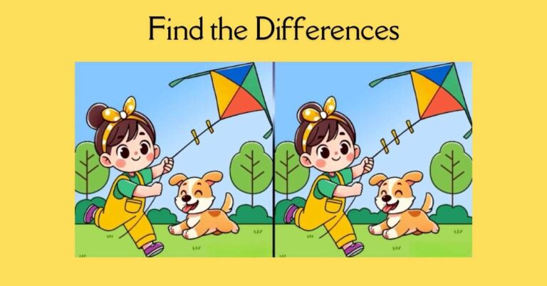 Spot the 3 Differences in Little Girl Flying a Kite– Beat the 25-Second Challenge!