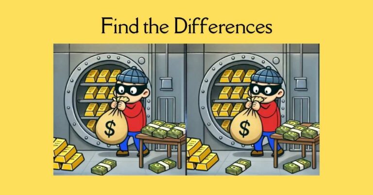 Spot the 3 Differences in Thief Robbing a Vault– Beat the 19-Second Challenge!