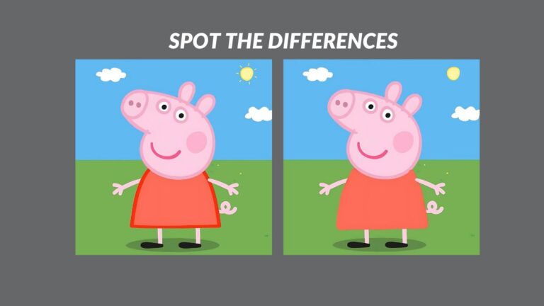 Spot 2 differences between the Peppa Pig pictures in 7 seconds!