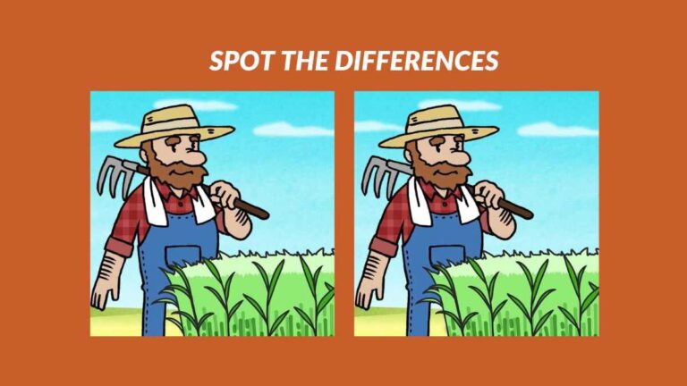 Spot 3 differences between the farmer pictures in 15 seconds!