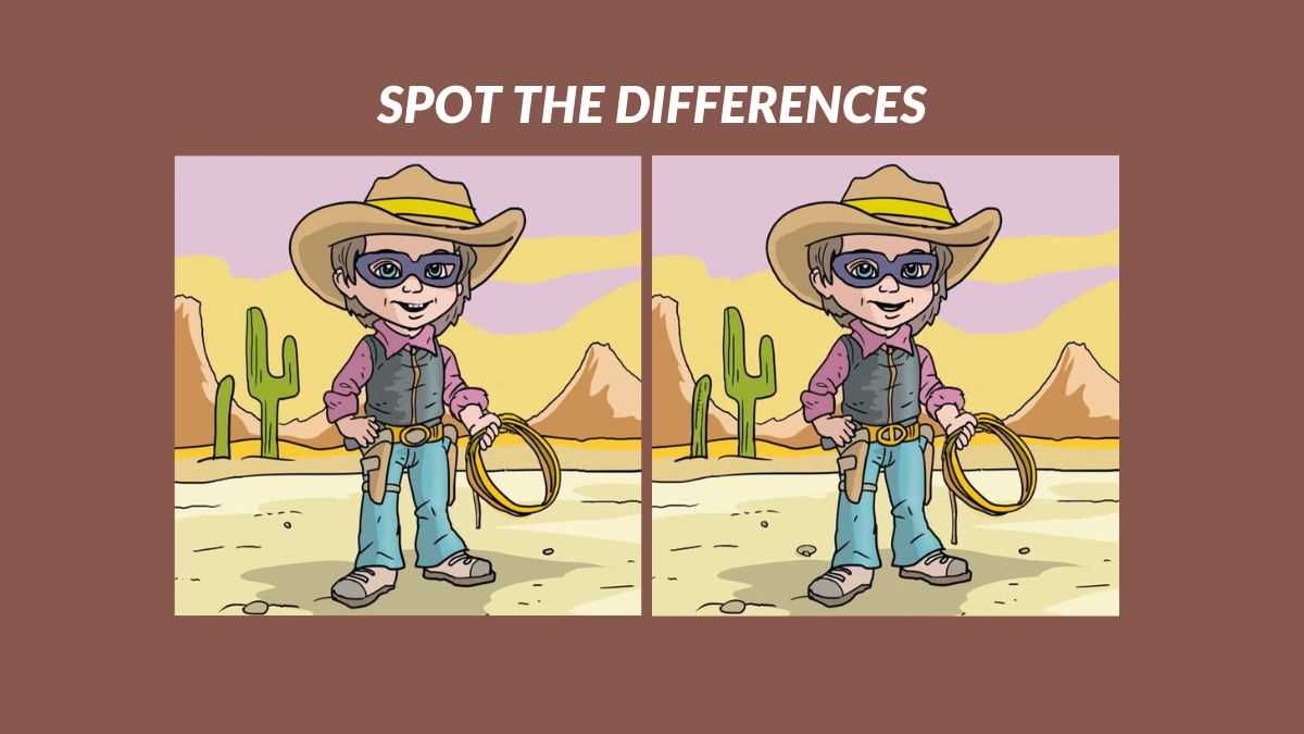 Spot 5 differences between the cowboy pictures in 25 seconds!