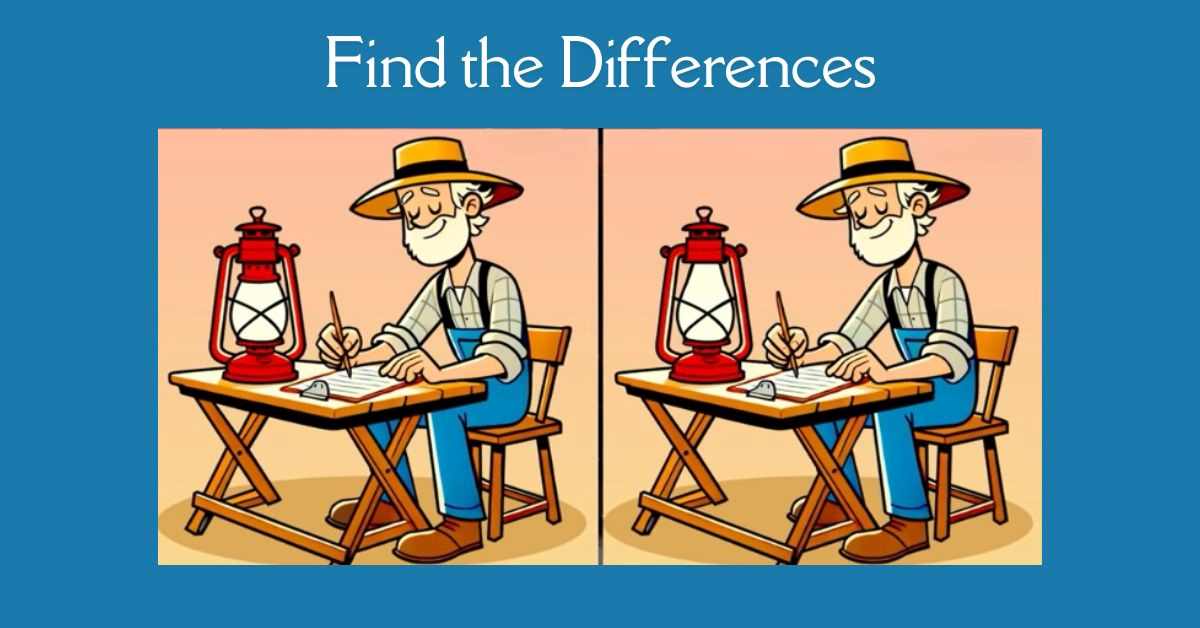 Spot the 3 Differences in Old Man Writing on a Paper– Beat the 27-Second Challenge!