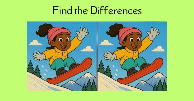 Spot the 3 Differences in Girl Doing Snowboarding Beat the 35-Second Challenge!