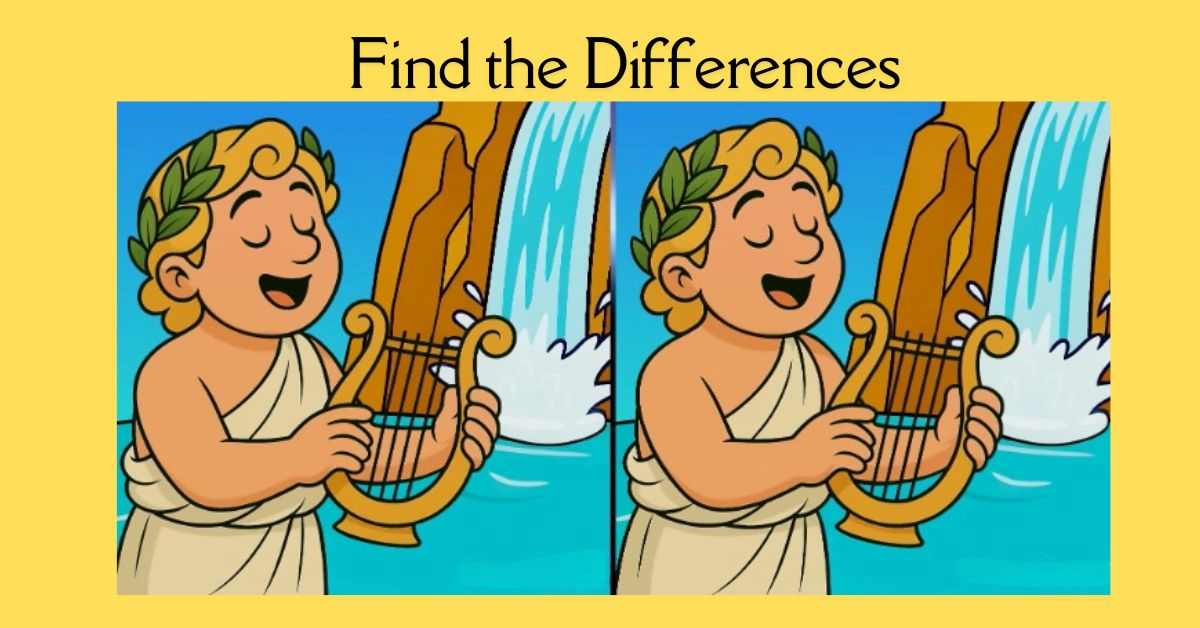 Spot the 3 Differences in Angel Playing Harp Beat the 25-Second Challenge!