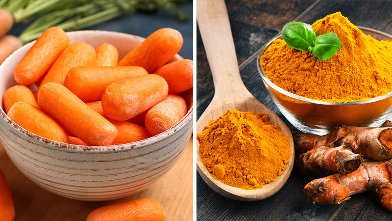 uống tinh bột nghệ với nước ép cà rốt