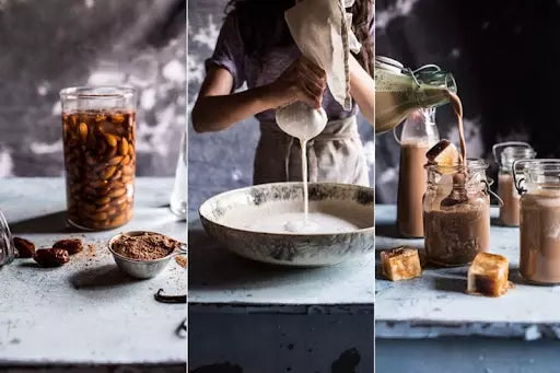 cách làm sữa hạnh nhân cacao, vani