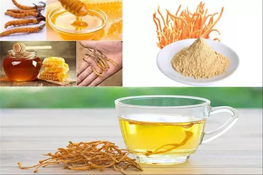 mật ong đông trùng hạ thảo với nước ấm